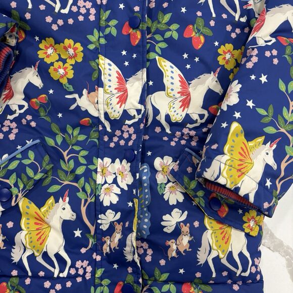 Mini Boden Jacket Girls Size 6-7 Unicorn Sherpa Lined Hooded - Picture 3 of 8